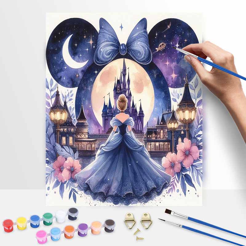 Disney Наборы для рисования маслом своими руками Замок Золушки Ночное небо Ручная роспись Домашний декор Поделки Идеи для подарков Настенное искусство Современный декор Раскраска по номерам