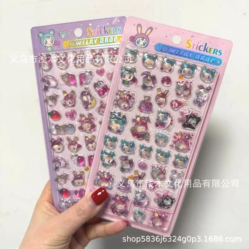 new1/4pcs Kawaii Blue Angel 3d Crystal Embossed Stickers Children'S Handbook Diy Mobile Phone Case Decoration Stickers Toy Gifts