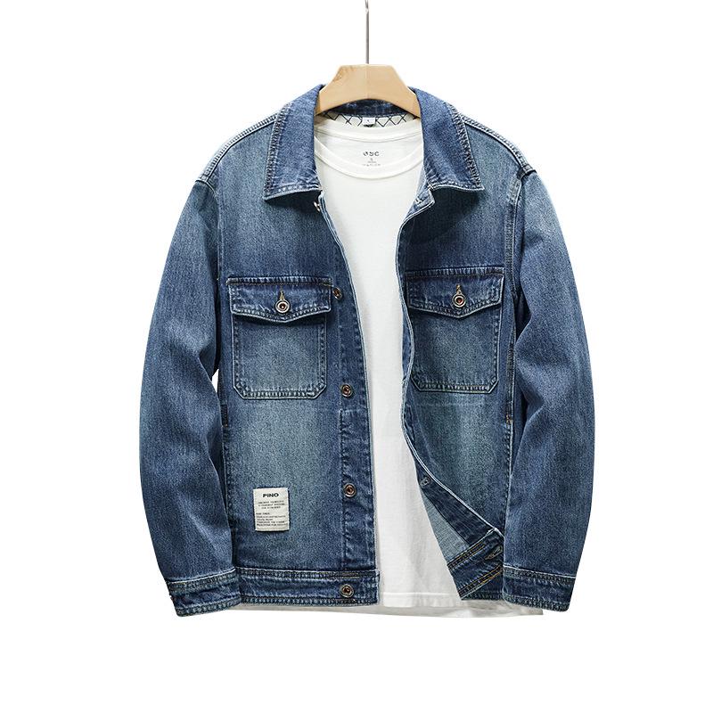 Мужская модная синяя джинсовая куртка - Простой осенне-зимний дизайн