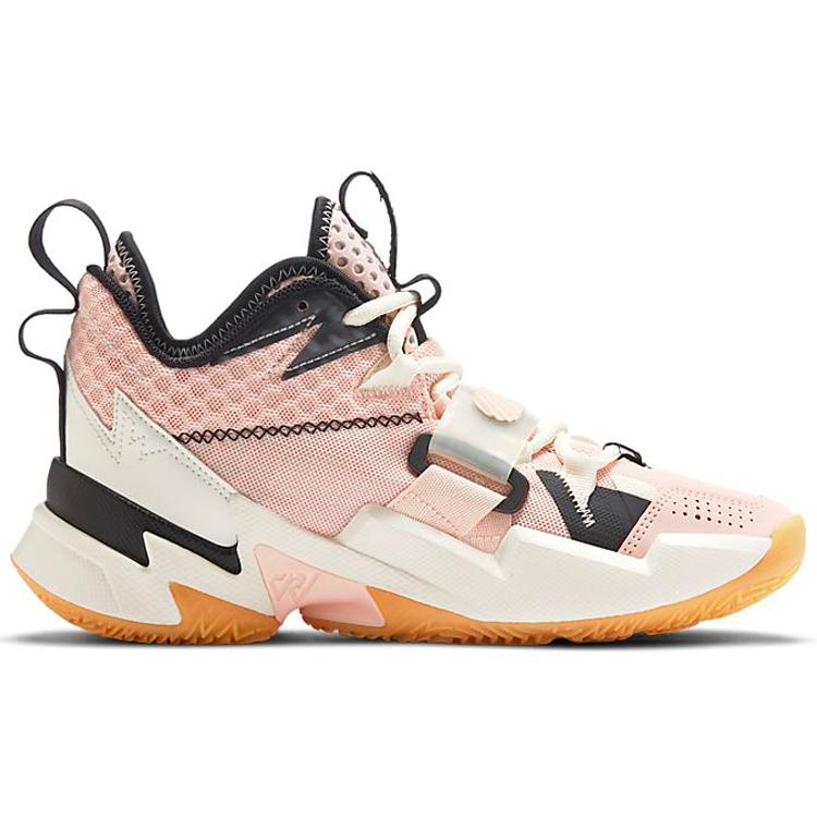 Jordan Why Not Zer0.3 Нескользящая Амортизация Устойчивость к Истиранию Средняя Высота Детские Баскетбольные Кроссовки Коралловый Розовый CD5804-600