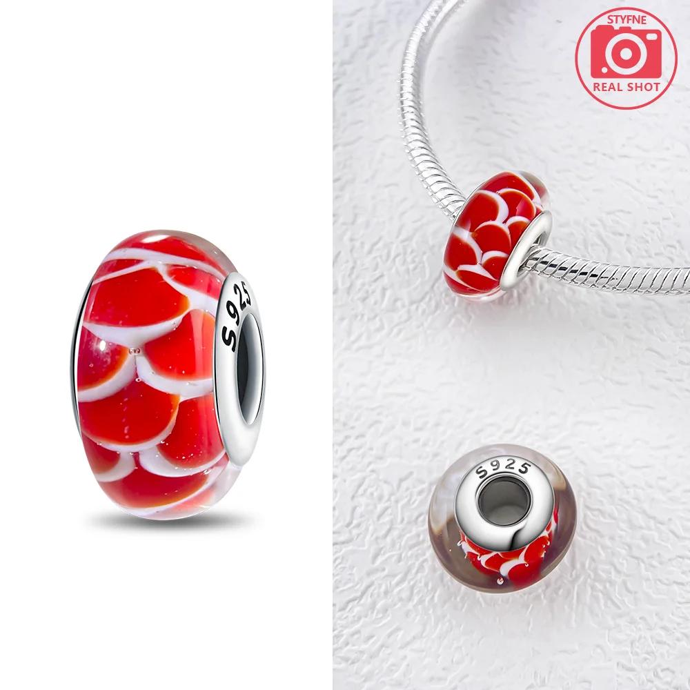 925 Silver Bracelet Women DIY Gift Murano Jewelry with Flower Blue Star Green Turtle Glass Beads