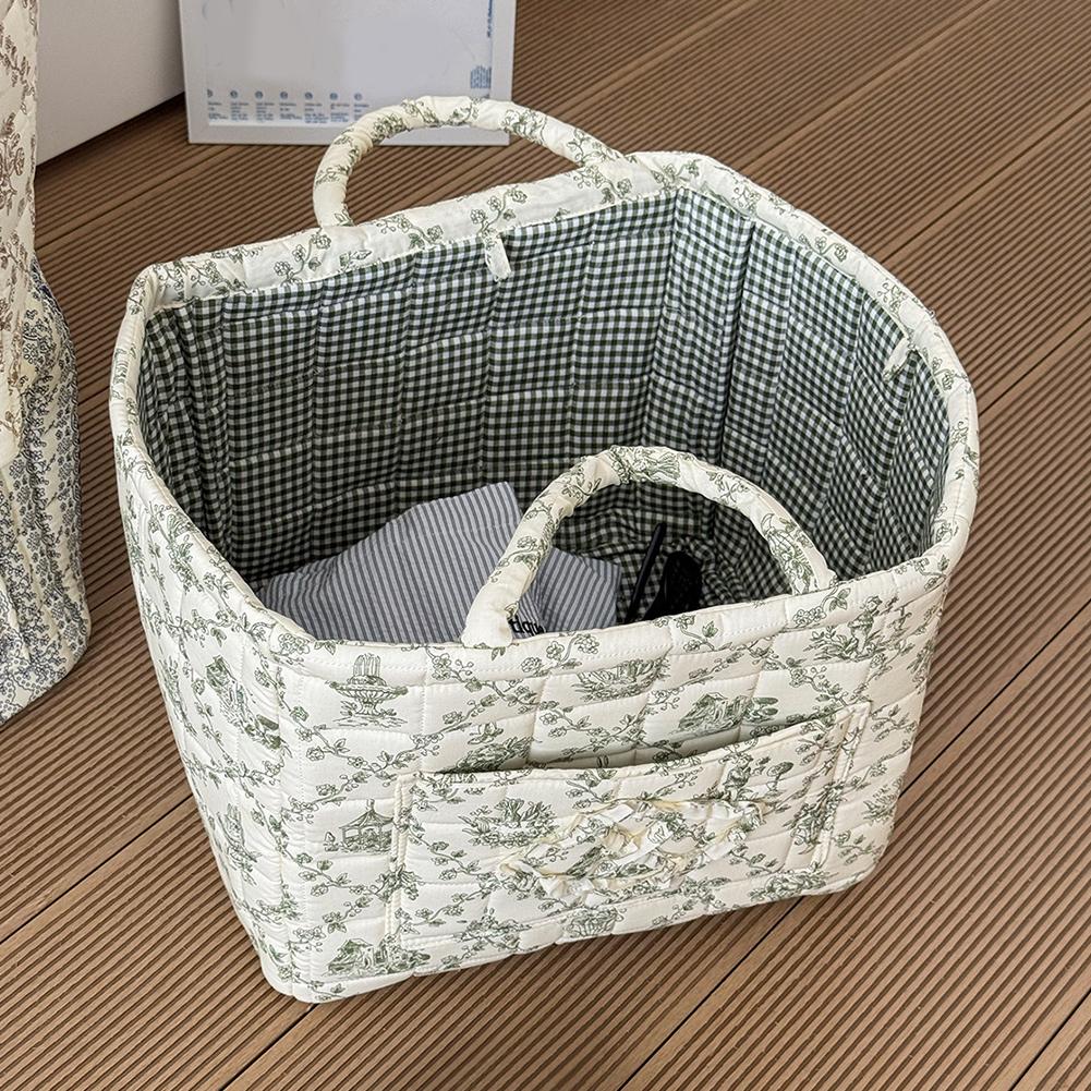 Тканевая корзина для хранения Складная сумка для организации мусора Моющаяся корзина для белья Винтажный цветочный дизайн Контейнер для хранения белья Домашний декор