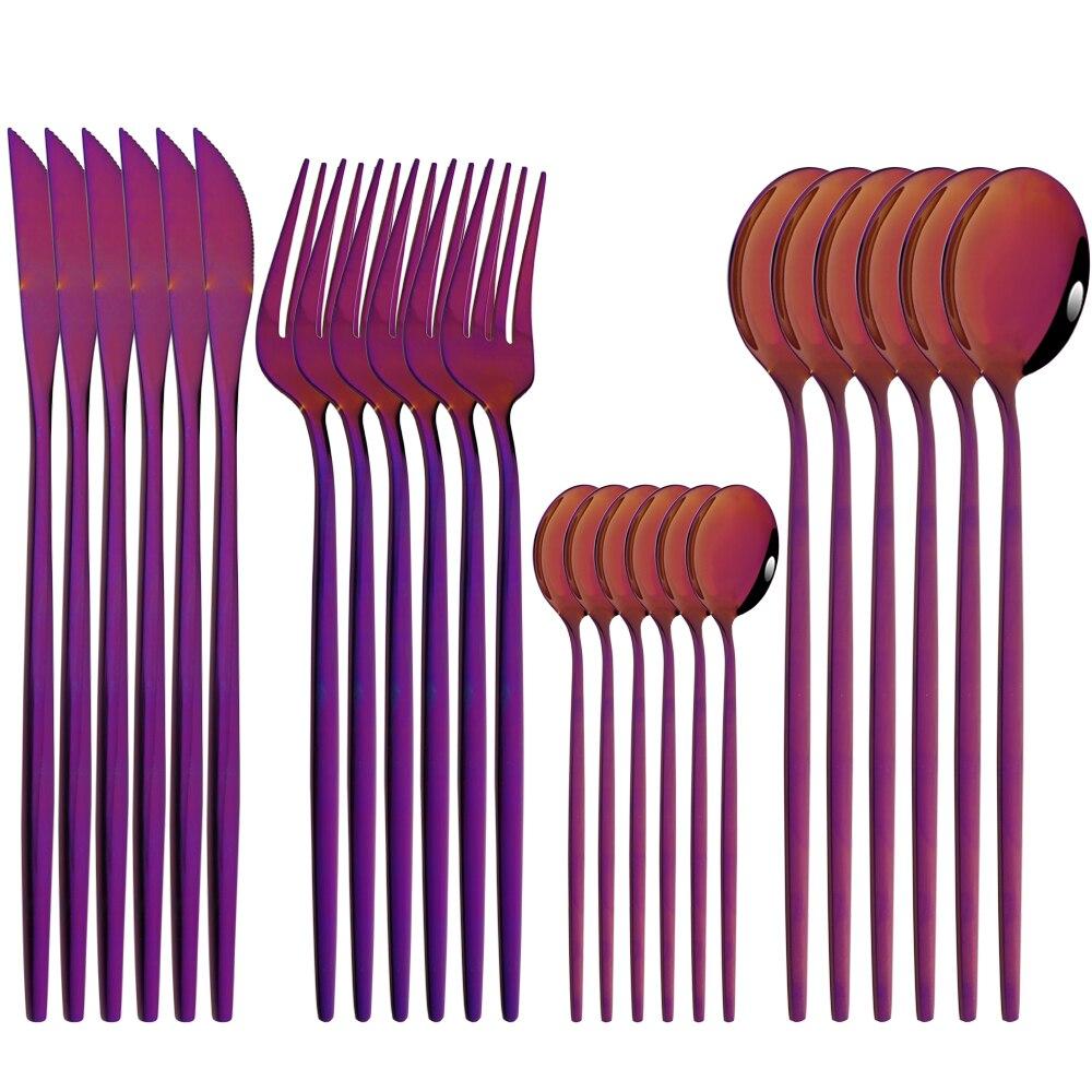 Mirror 24pcs Dinnerware Set Western Stainless Steel Cutlery Set Black Fork Spoon Silverware Set Knife Flatware Set Tableware Set