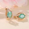Oval Cut Frosted Green Zircon Drop Earrings for Women Luxury Gold Color Casual Wedding Earrings Party Jewelry Fashion Accessories