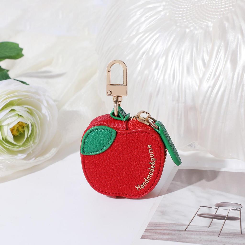 Cross-border Spot Bag Charm: Fruit Series Coin Purse, PU Leather Keychain, Earphone Bag - Small & Cute