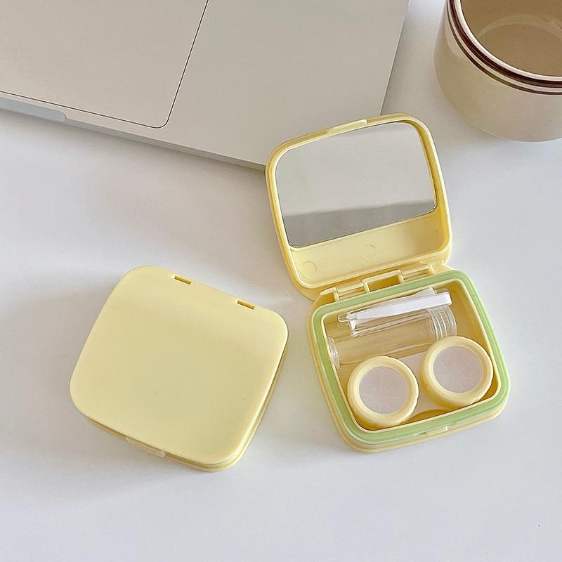 Конфетный одноцветный футляр для контактных линз, пластиковая цветная коробка для контактных линз, портативная коробка для хранения контактных линз, мини-коробка для ухода