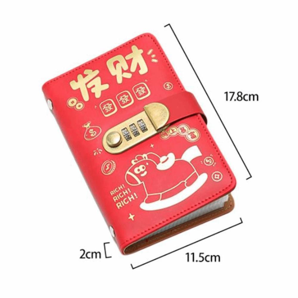 100 Envelopes Money Saving Challenge New Year Horse Waterproof Binder Savings Challenges Book PU With Password Lock
