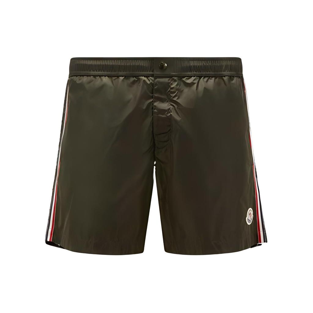 Moncler Striped Button Logo Casual Shorts Men shorts Brown I10912C0000653326833