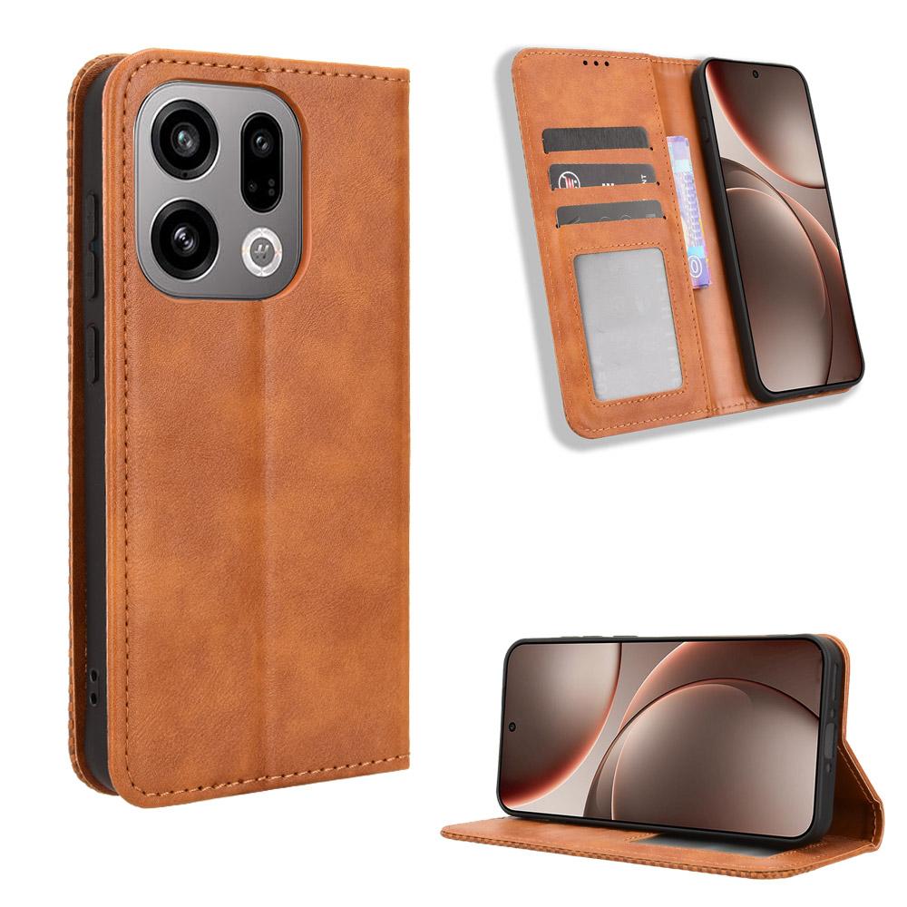 Flip Covers For OPPO Find X10 E,Find X9,Find X9S Leather Case [Flip Vintage Leather] Shockproof Durable Retro Phone Case