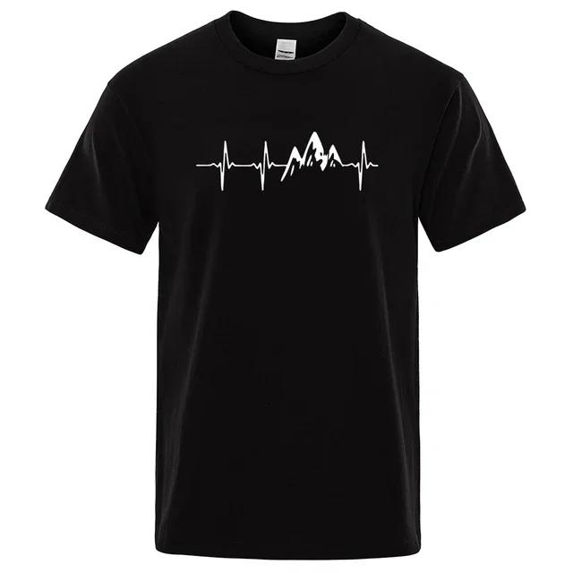 Mountain Ecg T Shirt Summer Men Women Short Sleeve T-Shirt Funny Hip Hop Tees Tops Harajuku Clothing Electrocardiogram Tshirt