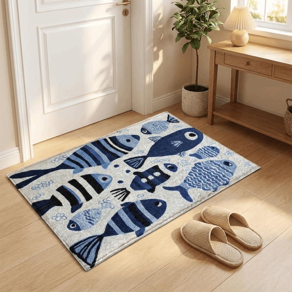 2D Flat Marine Decor Doormat Non Slip Bathroom Rug Welcome Mat Entrance Rug Entryway