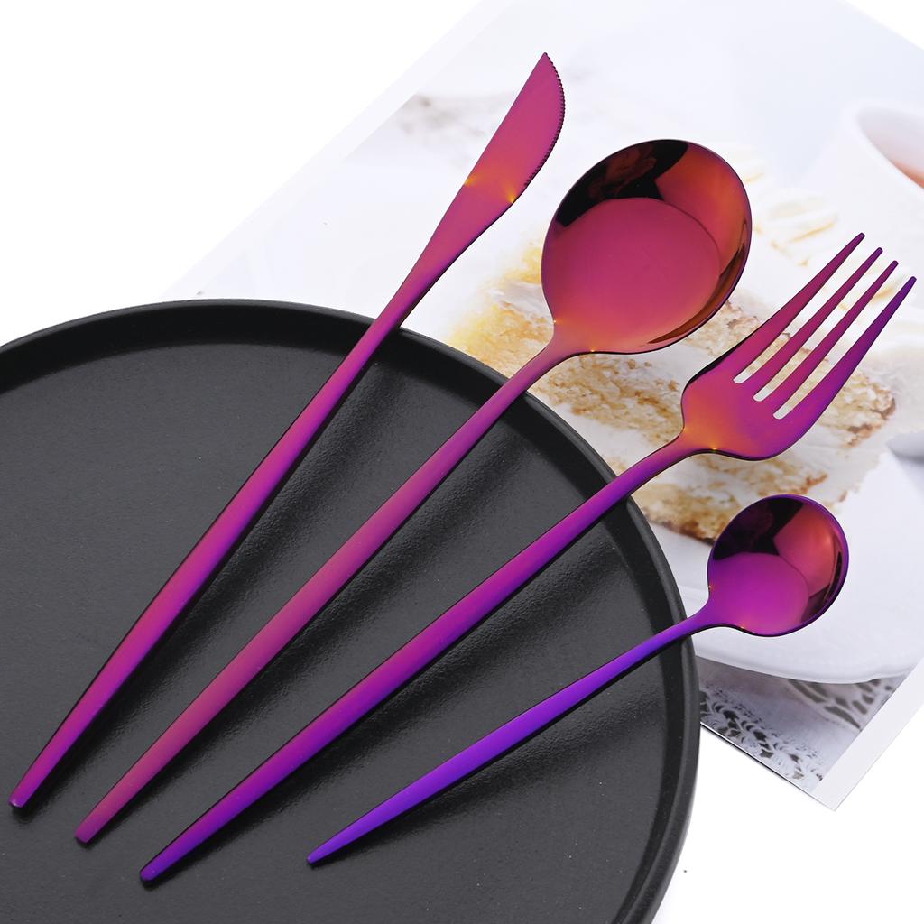 Высокое качество 24 шт., набор столовых приборов из черного золота, нож, вилка, чайная ложка, столовые приборы, зеркало, посуда из нержавеющей стали, кухонное серебро в западном стиле