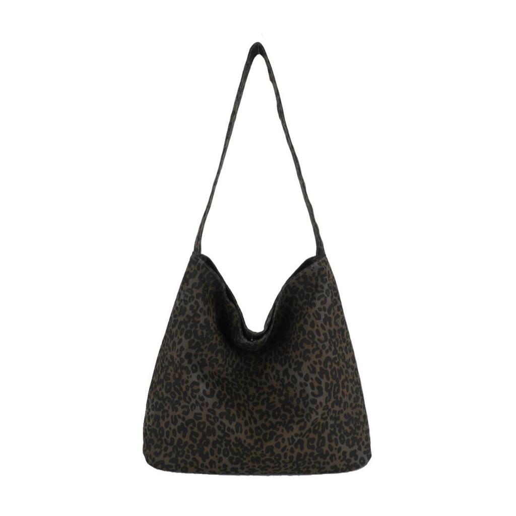 Leopard Print Bag Women's Large Capacity 2025 New Autumn and Winter Leisure Canvas Shoulder Shopping Bag Class Commuter Tote Bag