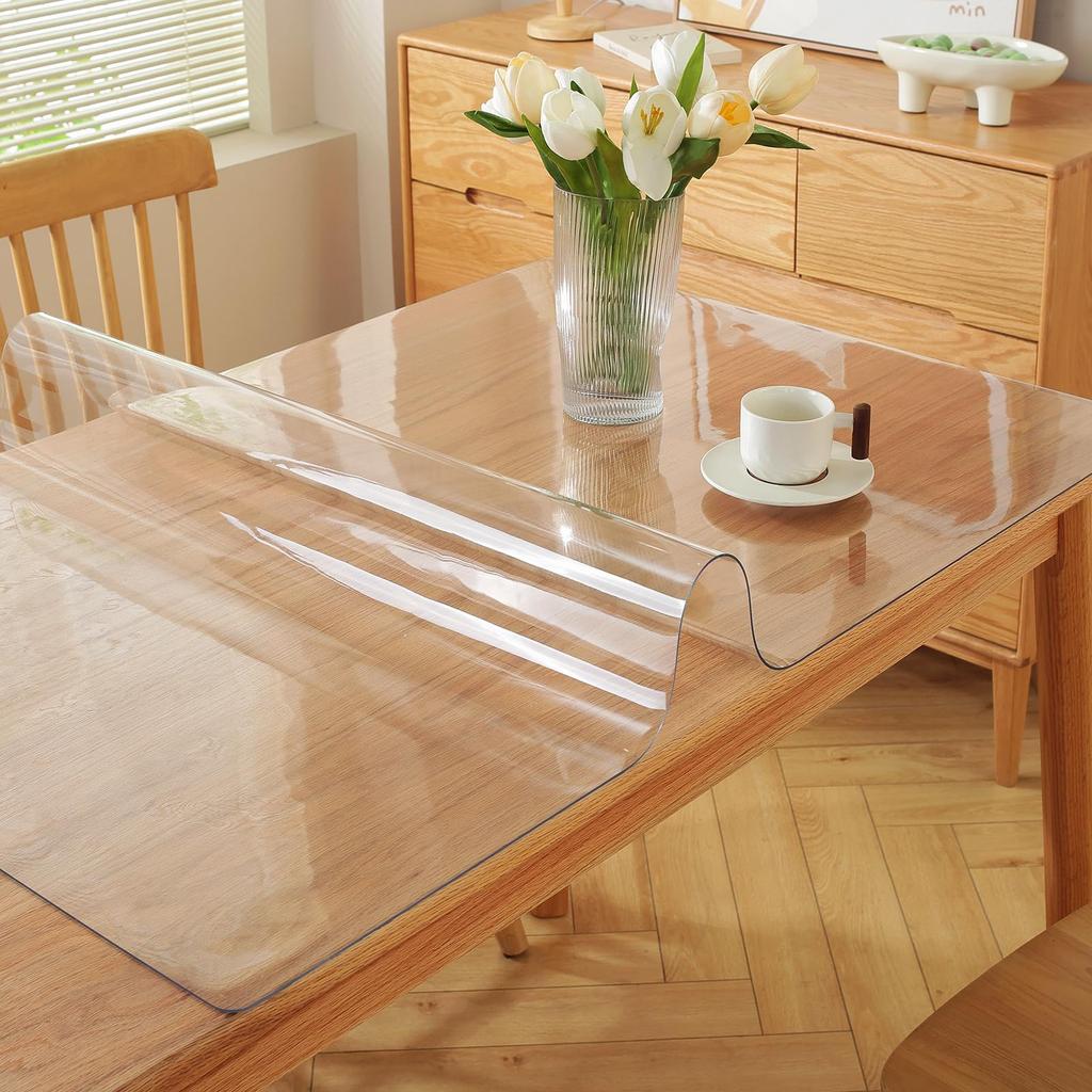 Прозрачный прямоугольный стол из ПВХ, прямоугольный стол, термостойкая скатерть, 75х135 см, толщина 1,5 мм, матовая, без запаха, виниловая, чехол,