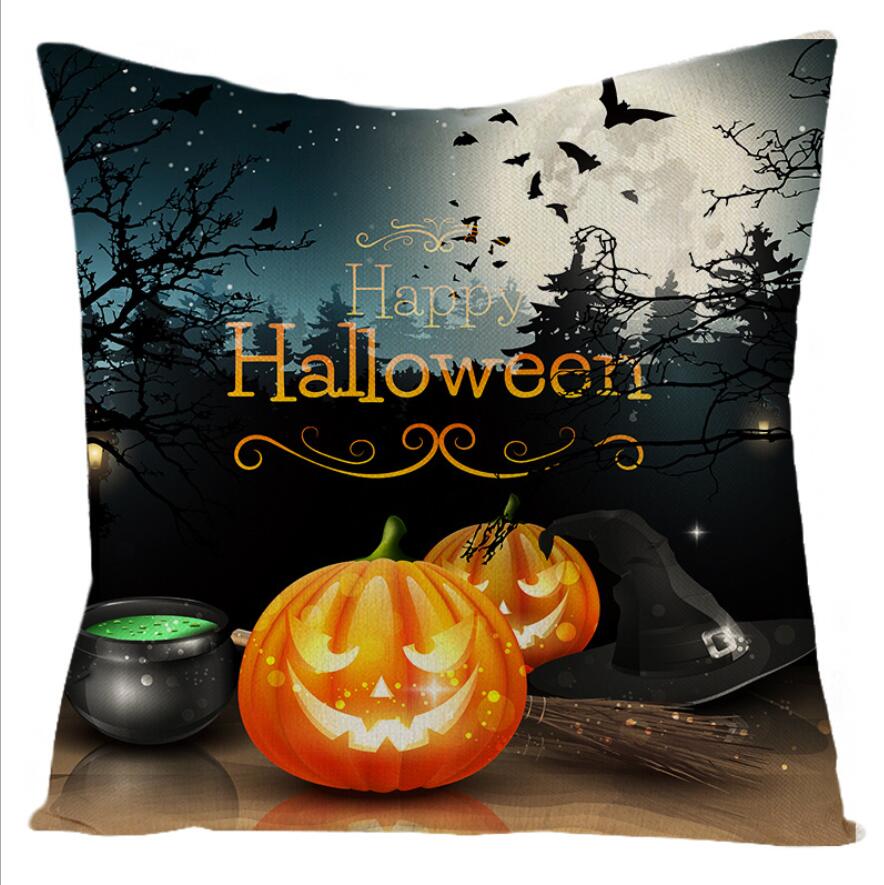 Halloween Night Castle Pumpkin Lantern Series Pillow Case Linen Home Decor Fabric Sofa Pillowcase Comfortable Car Cushion Cover