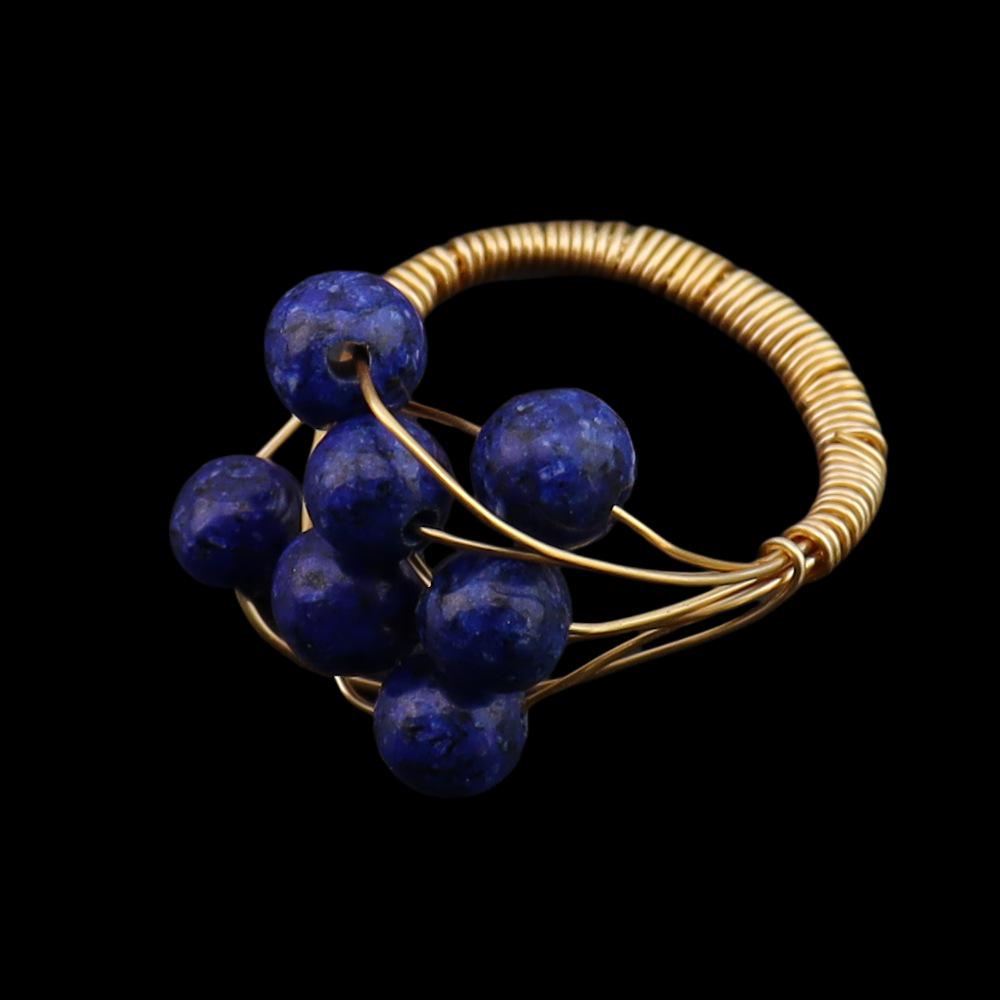 Европейское Ретро Натуральный Камень Кристалл Агат Гипсофила Плетеное Кольцо