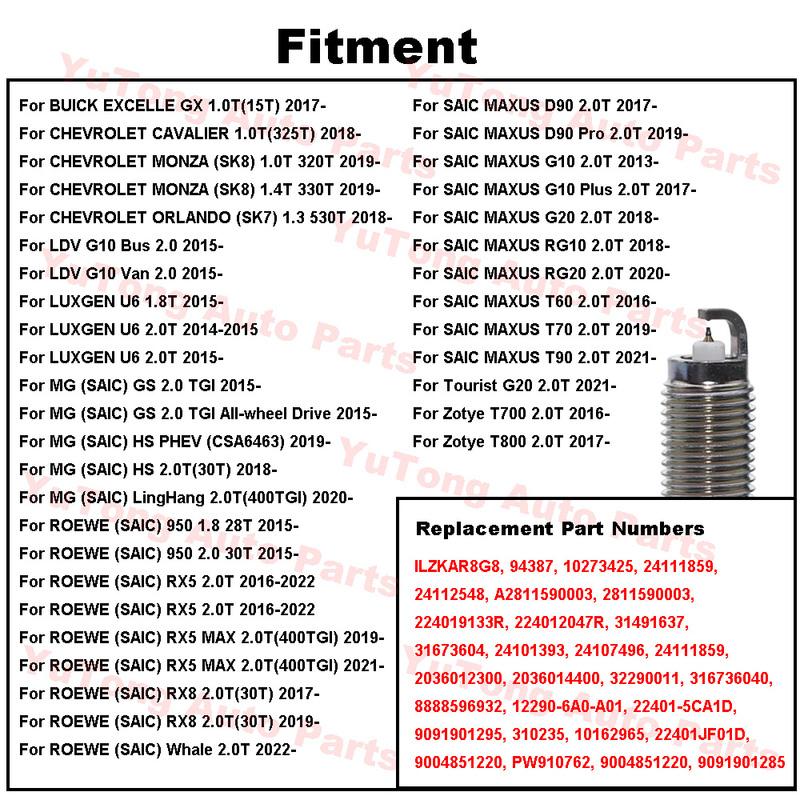 1-4 шт. Свеча зажигания для MG RX5 RX8 2018- 2.0T GS HS ROEWE 950 SAIC MAXUS T60 T70 T90 D90 G10 G20 20L4E Zotye T700 Аксессуары