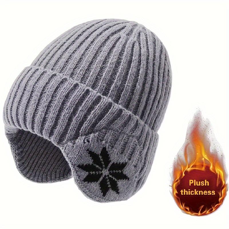 Мужская и женская толстая флисовая вязаная зимняя шапка - дизайн со снежинками, версия смешанных цветов, теплая защита ушей