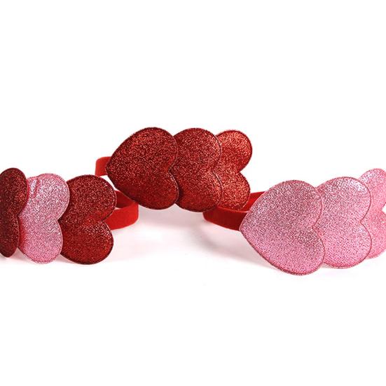 Повязка на голову на День святого Валентина, блестящая, красная, розовая, с сердечком, повязка для волос, блестящая, милая, аксессуары для волос на уши для Валентина
