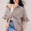 Women's Autumn and Winter Plaid Loose Shirt Top