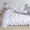 White Ruffle Duvet Cover 100% Premium Cotton Soft Breathable Farmhouse Boho Bedding Comforter Quilt Cover (No Pillowcases Sheet)