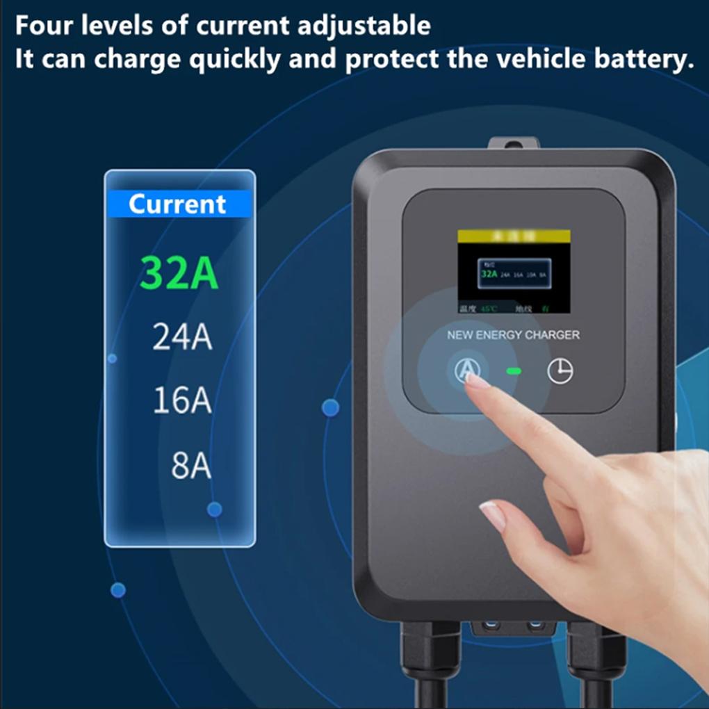 EV Wallbox 5M 7KW 32A Автомобильный домашний EV Wallbox Зарядная станция Электрический автомобиль EV Wallbox с кабелем 5M Цветной экран