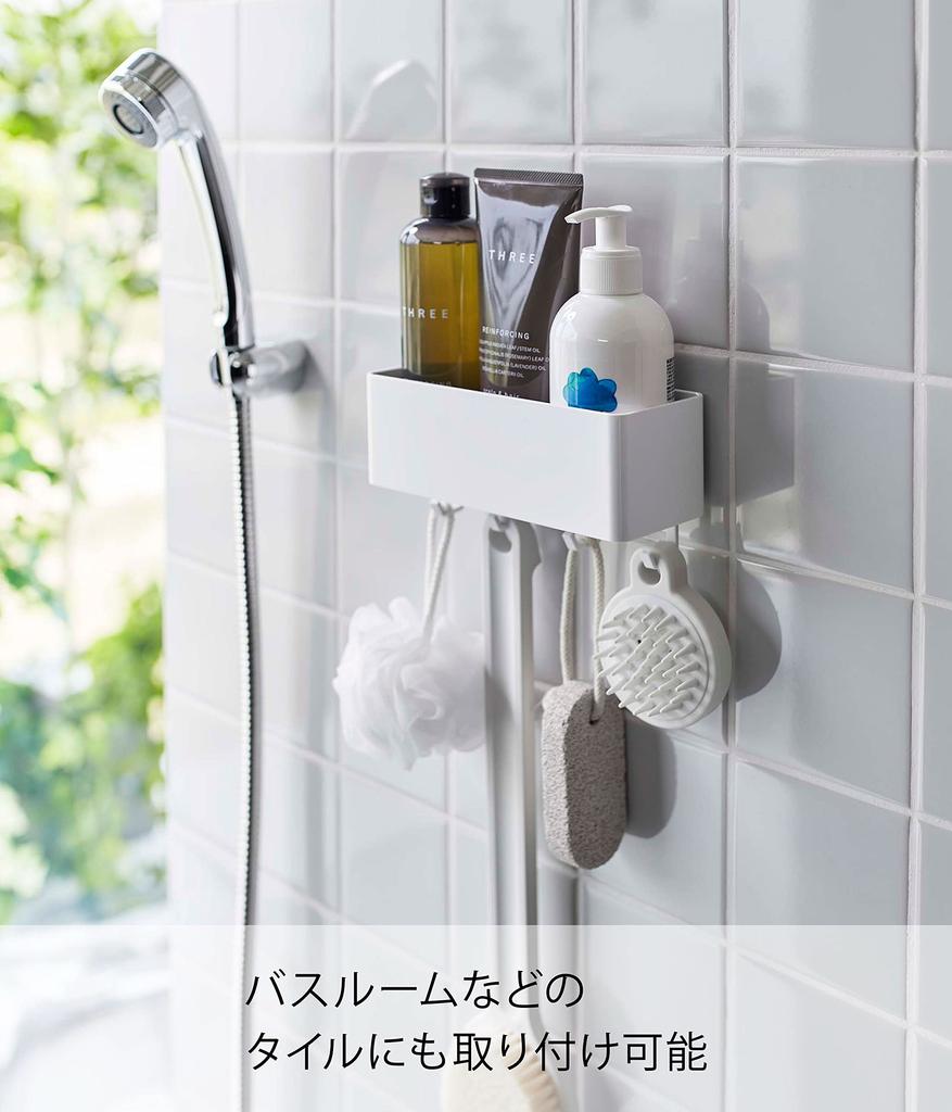 Yamazaki Jitsugyo 5966 Film Hook Rack W18 White Approx. W18 X D7.5 X H6cm MIST Floating Bulk Storage Washroom Storage Kitchen Storage