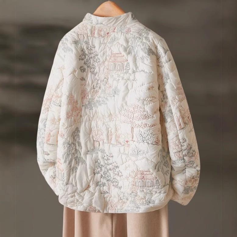 2024 Women’s High-End Embroidered Cotton Jacket: New Chinese Style Winter Fashion Trend