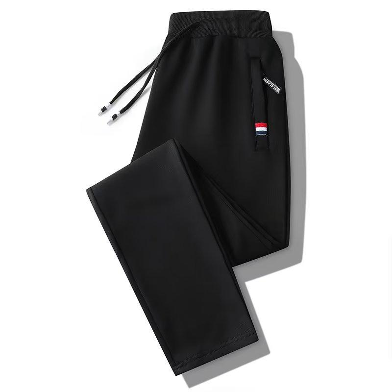 Мужские спортивные брюки большого размера на молнии на осень - повседневные прямые спортивные брюки