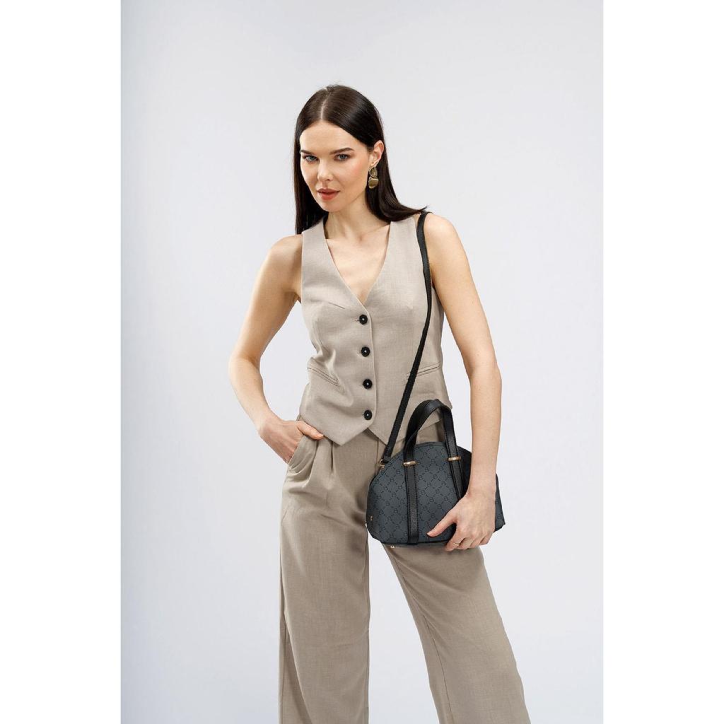 Women's Hand And Shoulder Bag With Patterned Inner Wallet