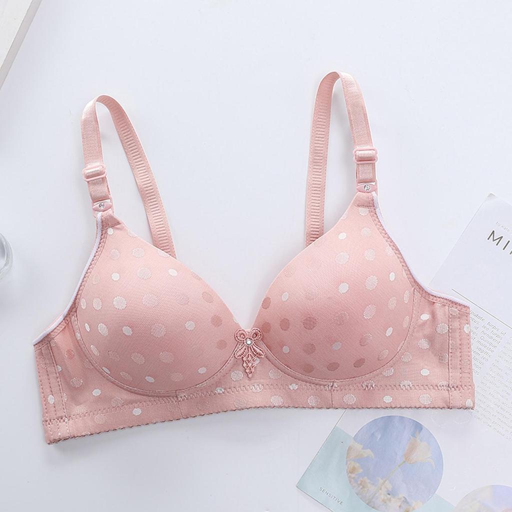 Sexy Women Thin Push-up Bra Adjustable Shoulder Straps Dot Print U-Shaped Beauty Back Wireless Anti-sagging Brassiere