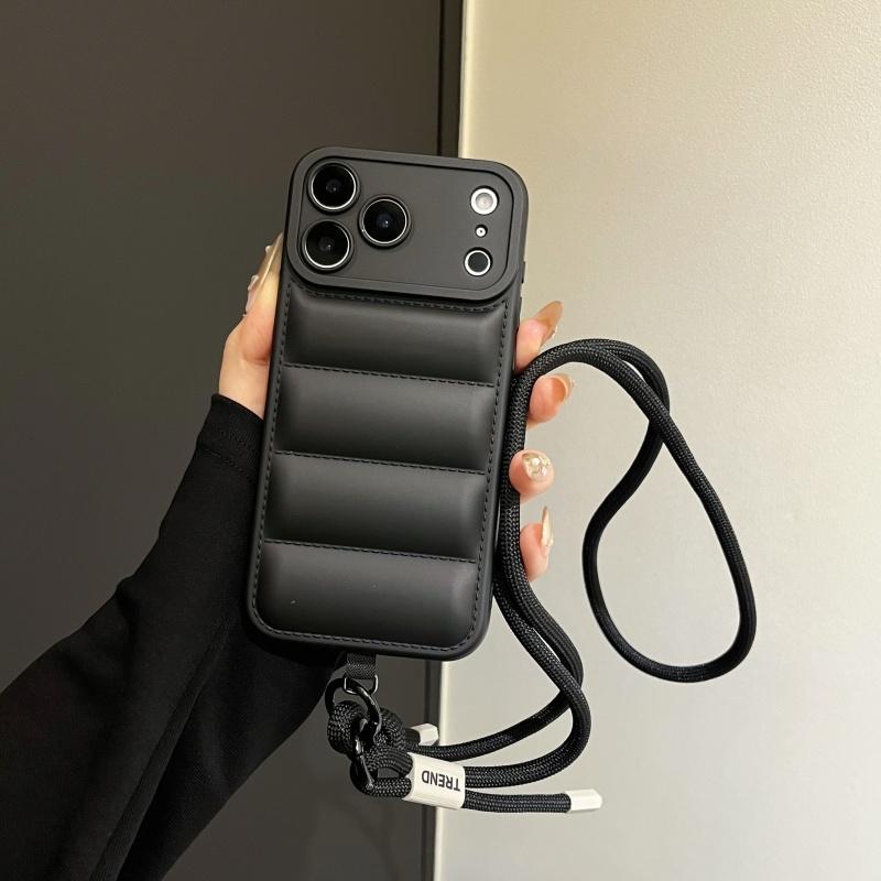 Сумка-кроссбоди Пуховик Силиконовый Мягкий Чехол для Телефона для IPhone Air 17 16 15 14 13 12 11 Pro Max XS 7 8 Plus Защитная Крышка для Камеры