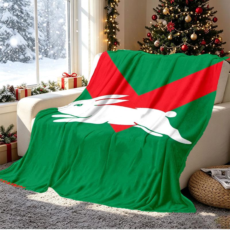 South Sydney Rabbitohs Pattern Blanket for Home Decoration, Bed, Sofa, Car Travel, Camping, Suitable for All Seasons, Birthday Christmas Gift