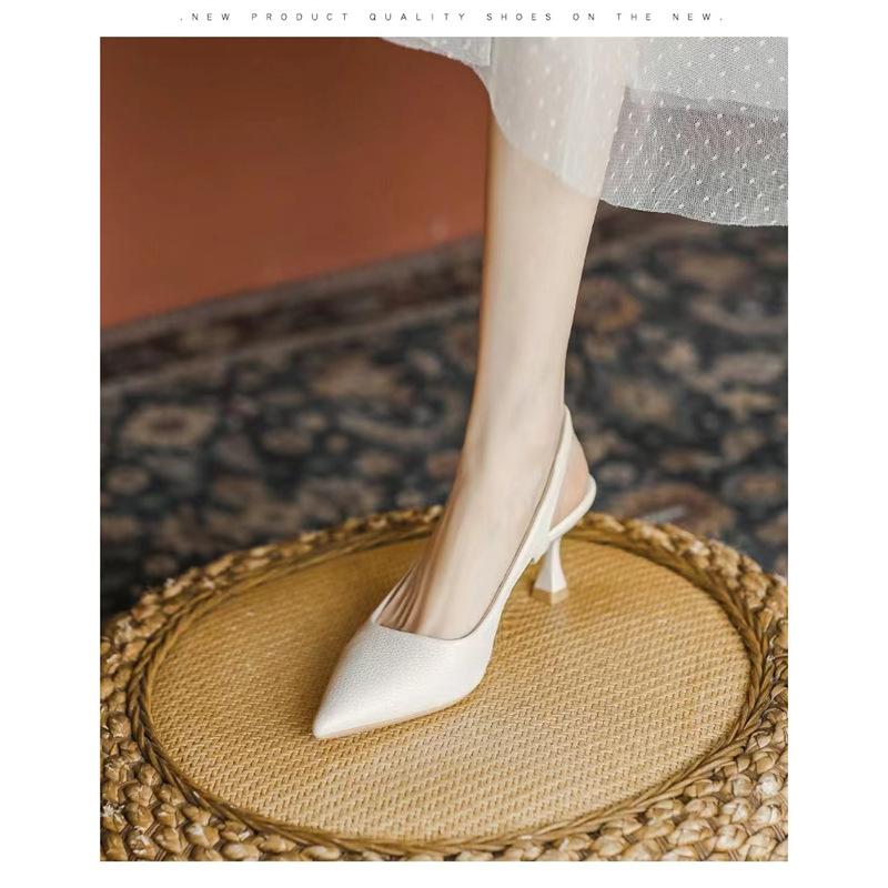 Женские туфли на высоком каблуке лето 2024 новые французские остроносые туфли-лодочки на шпильке с темпераментным бантом, с открытым носком