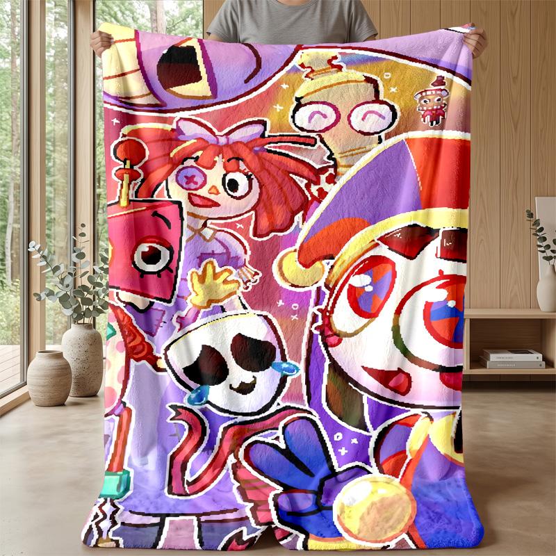 The Amazing Digital Circus Cozy Flannel Blanket, Comfortable Warm Throw Blanket for Bedroom Sofa Home Use
