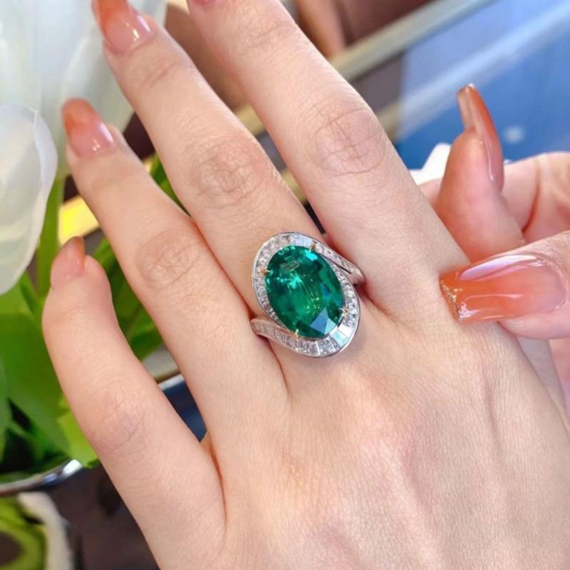 BELLA BOX Великолепное неоново-зеленое имитация натурального замбийского изумруда кольцо подходит для дамских банкетов вечеринок модные ювелирные изделия