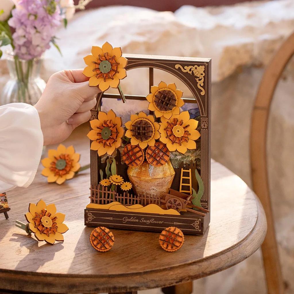 ROBOTIME Rowood Golden Sunflower Wall Art 3D Wooden Puzzle TH002