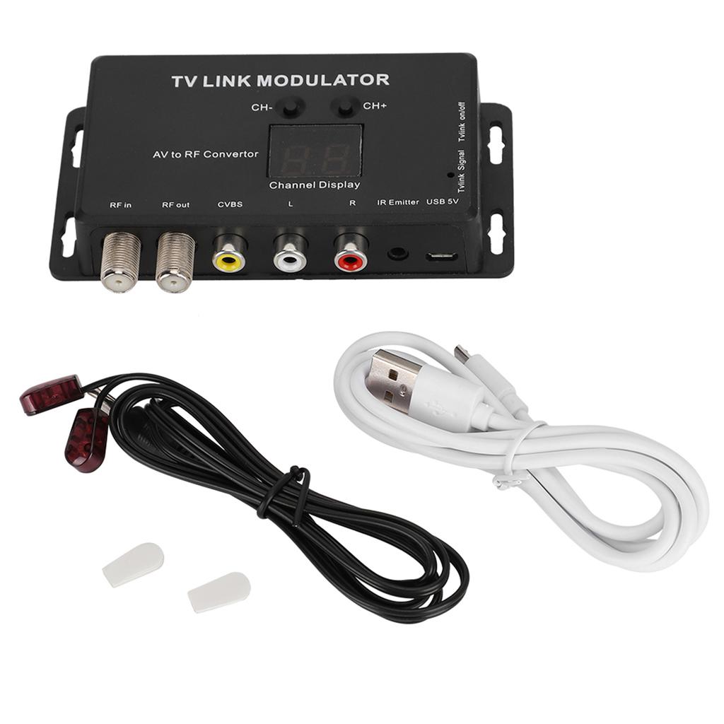 TM70 UHF TV LINK Modulator AV To RF Converter IR Extender with Channel Display