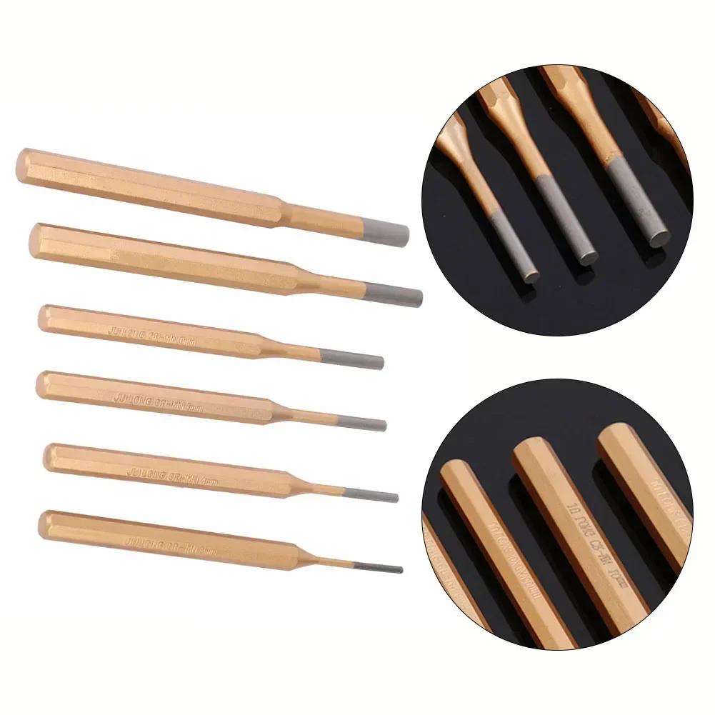 6pcs Cylindrical Punch Chisel 3mm 4mm 5mm 6mm 7mm 8mm Cylinder Punch Set Pin Punch Center CR-MN Steel Hand Tools Accessories