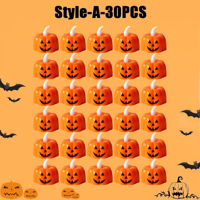 Halloween Pumpkin Light LED Candlestick Lamp Ornaments Props Happy Halloween Party Props Pumpkin Candle Light Home Decoration