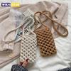 Ажурная плетёная крючком маленькая сумка через плечо для телефона Женская модная однотонная легкая плетёная сумка через плечо Сумки через плечо