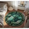 Verdant Greenery Botanical Round Area Rug Magical Aesthetic Living Room Green Home Decor Plant Loving Bedroom Gift Emerald Teal