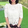Women Casual Lace Crochet Patchwork Summer Short Sleeve Blouse