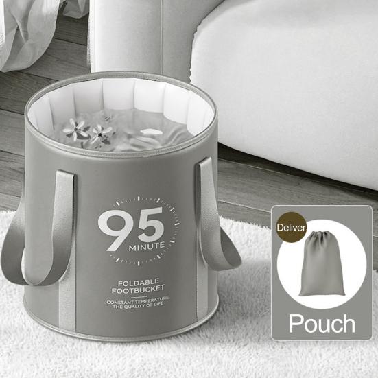 Portable Collapsible Foot Bath Tub Waterproof PVC Insulated Foot Bath Bag 37cm High Travel Foot Spa Soaking Feet Foot Bath Bucket