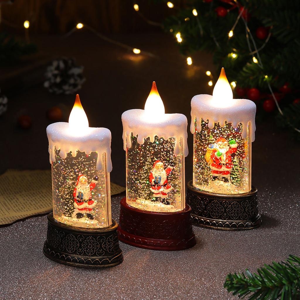 Новая Рождественская Водяная Светящаяся Свеча Ночник Украшения 95 мл