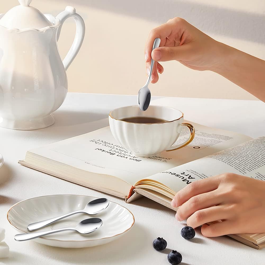 Кофейные ложки IQCWOOD, Мини-ложка для эспрессо, 6 штук, Набор столовых приборов из нержавеющей стали, Столовая ложка для дома, кухни или ресторана, Можно мыть в посудомоечной машине