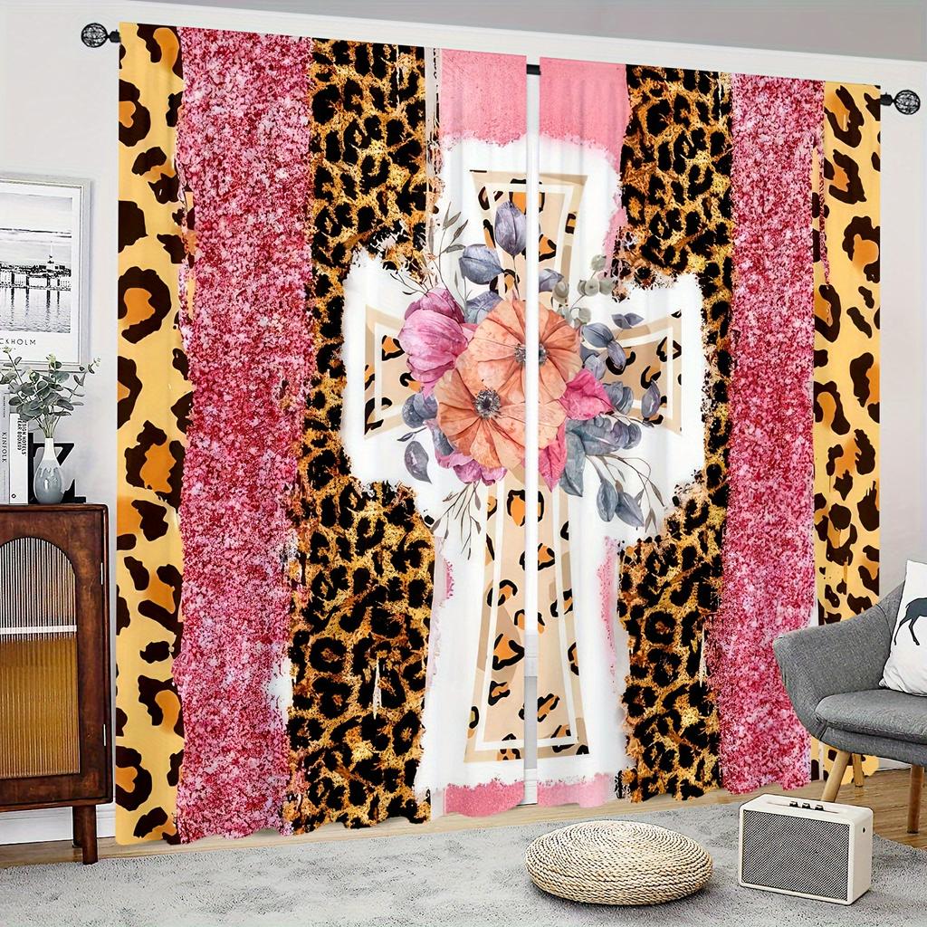 2 шт. Любовь Сердце Леопардовый Зебра Принт Серия Высокой четкости Цифровая печать Штора Домашний декор Гостиная Спальня Карман для штанги