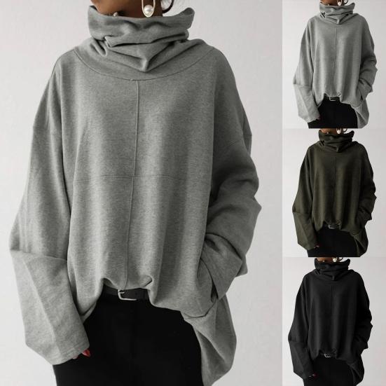 Однотонный боковой карман, пуловер, блузка, плюшевая подкладка, длинный рукав, водолазка, женская толстовка, спортивный костюм