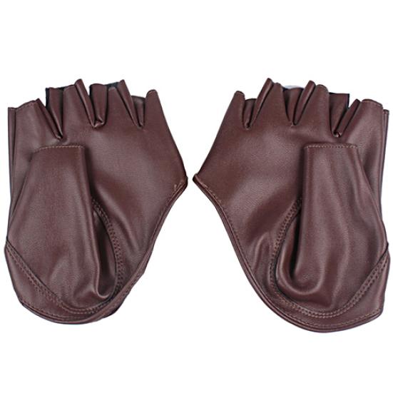 Lady Fashion Faux Leather Half Finger Gloves Driving Pole Dancing Show Gloves