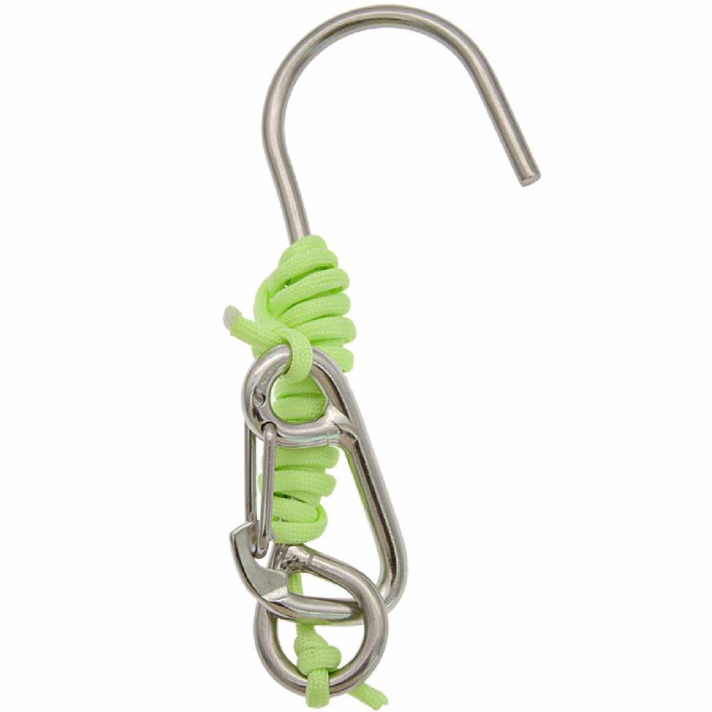 Stainless Steel Hook – Single-, Seawater-Resistant with Safety Rope and Spring Buckle, Diving & Equipment